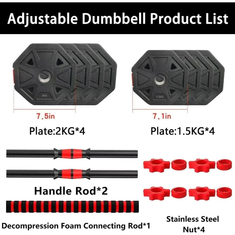 30lbs Non-Rolling Adjustable Dumbbell Set