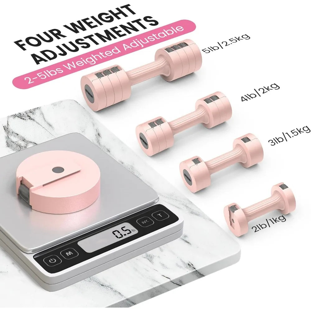 Adjustable Hand Dumbbell for Women 5lb Dumbbells Set of 2
