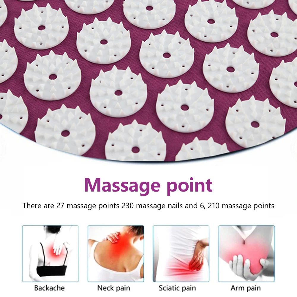 Acupuncture Relieve Stress Back Body Pain Spike Mat with Carry Bag for Men Women