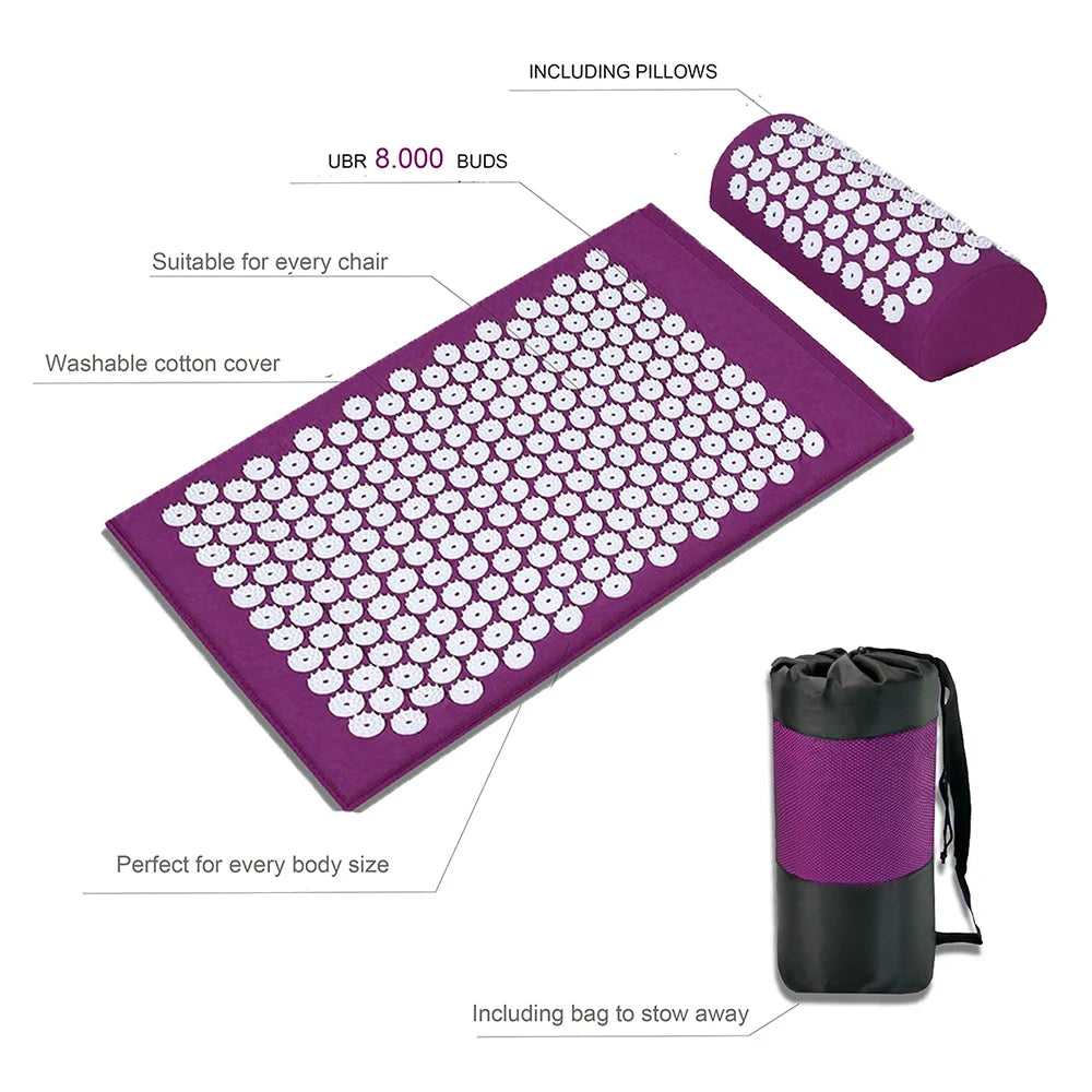 Acupuncture Relieve Stress Back Body Pain Spike Mat with Carry Bag for Men Women